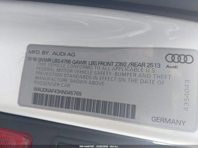 2017 AUDI A4 WAUDNAF43HN045769 Photo 8