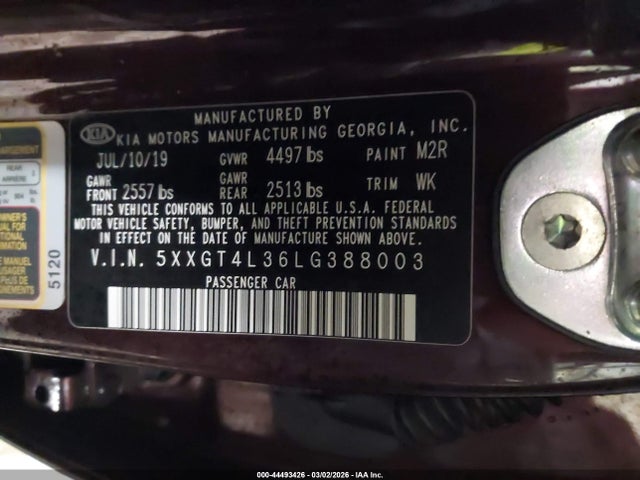 5XXGT4L36LG388003 KIA Optima Lx
