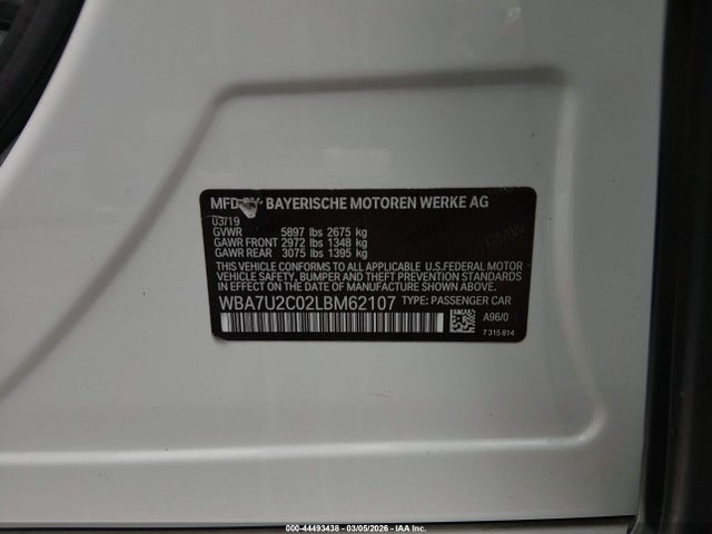 Aukcja sprzedaży 2020 Bmw 750i Xdrive, vin: WBA7U2C02LBM62107, numer aukcji: 44493438