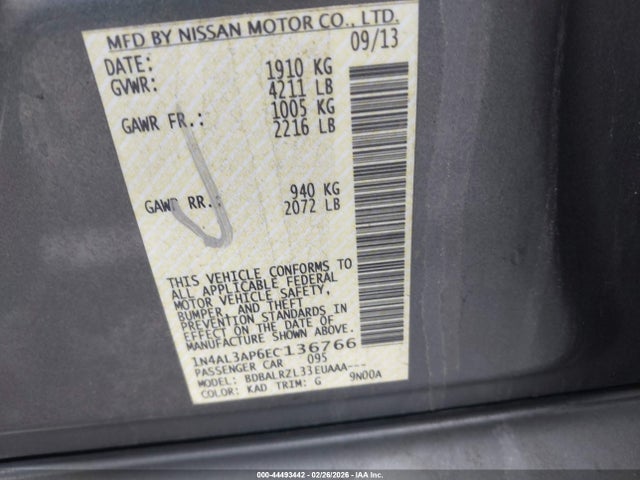 1N4AL3AP6EC136766 Nissan Altima 2.5 S