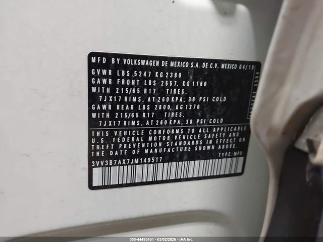 2018 VOLKSWAGEN TIGUAN 3VV3B7AX7JM149517 Photo 8