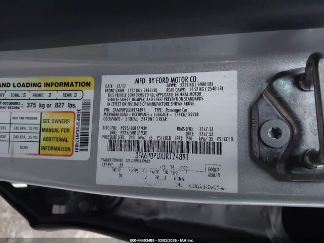 2018 FORD FUSION ENERGI 3FA6P0PUXJR174891 Photo 8