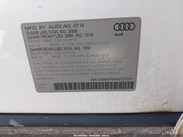 2015 AUDI Q5 WA1CMAFP6FA027261 Photo 8