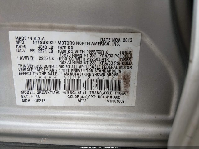 2014 MITSUBISHI OUTLANDER SPORT 4A4AP3AU2EE014732 Photo 8