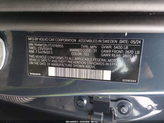 Продажа на аукционе авто 2025 Volvo Xc60 B5 Core, vin: YV4M12RJ7S1016955, номер лота: 44493574