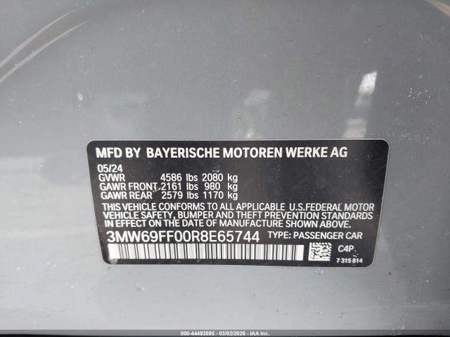 Продажа на аукционе авто 2024 Bmw 330i, vin: 3MW69FF00R8E65744, номер лота: 44493595