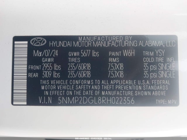 2024 HYUNDAI SANTA FE 5NMP2DGL8RH022356 Photo 8