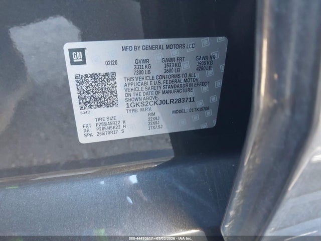 44493617 :رقم المزاد ، 1GKS2CKJ0LR283711 vin ، 2020 Gmc Yukon 4wd Denali مزاد بيع