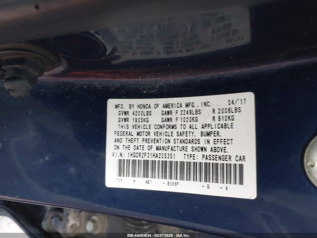 1HGCR2F31HA205351 Honda ACCORD LX