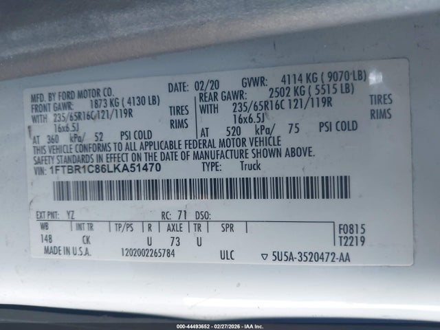 Ford Transit-250 2020 1FTBR1C86LKA51470 Image 9