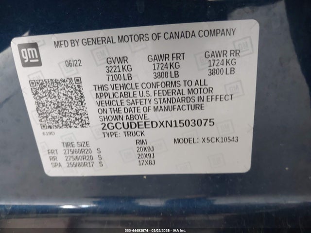 2GCUDEEDXN1503075 Chevrolet Silverado 1500 4wd Short Bed Rst