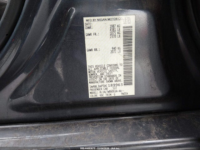 Aukcja sprzedaży 2013 Nissan Altima 3.5 Sv, vin: 1N4BL3AP5DC189963, numer aukcji: 44493675