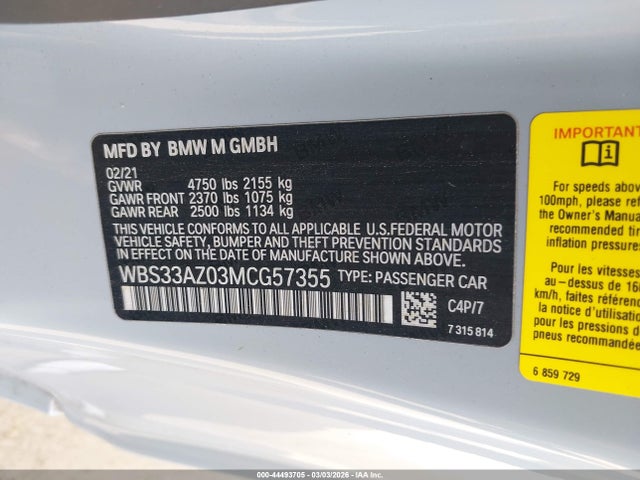 2021 BMW M4 WBS33AZ03MCG57355 Photo 8