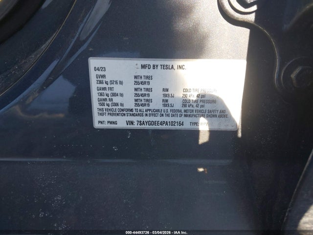 Продаж на аукціоні авто 2023 Tesla Model Y Awd/long Range Dual Motor All-wheel Drive, vin: 7SAYGDEE4PA102164, номер лоту: 44493726