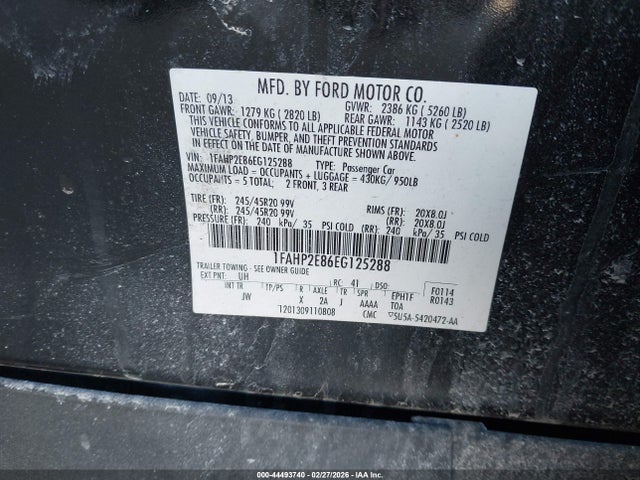 Ford TAURUS SEL 2014 1FAHP2E86EG125288 Image 9
