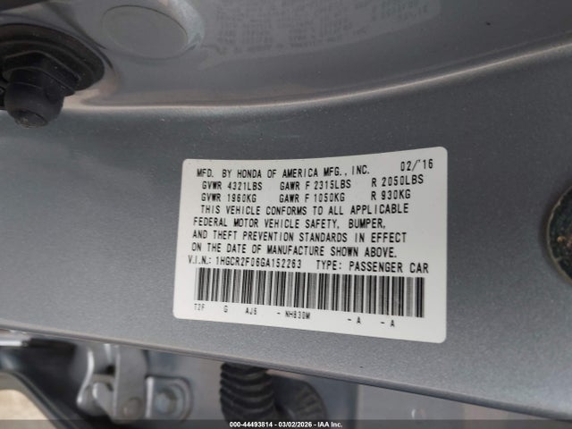 1HGCR2F06GA152263 Honda ACCORD EX