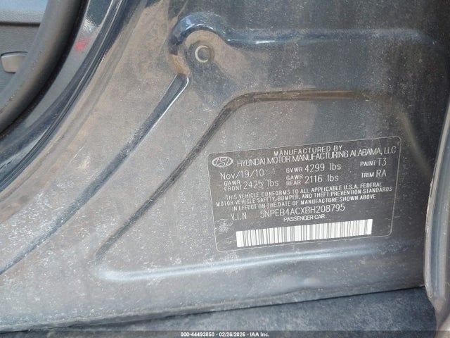 44493850 :رقم المزاد ، 5NPEB4ACXBH208795 vin ، 2011 Hyundai Sonata Gls مزاد بيع