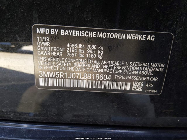 3MW5R1J07L8B18604 BMW 330I