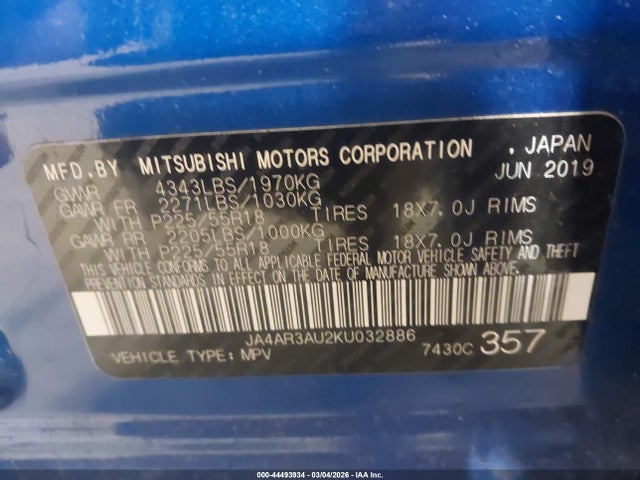 Продаж на аукціоні авто 2019 Mitsubishi Outlander Sport 2.0 Es, vin: JA4AR3AU2KU032886, номер лоту: 44493934