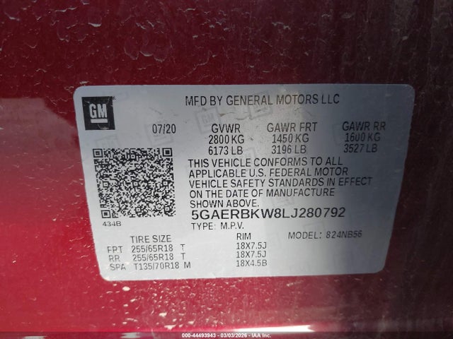 5GAERBKW8LJ280792 Buick Enclave Essence