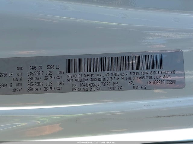 1C4HJXDG4JW173728 Jeep Wrangler Unlimited Sport 4x4