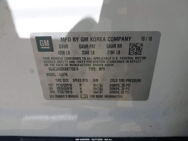 Продажа на аукционе авто 2019 Buick Encore Fwd Preferred, vin: KL4CJASBXKB775874, номер лота: 44493990