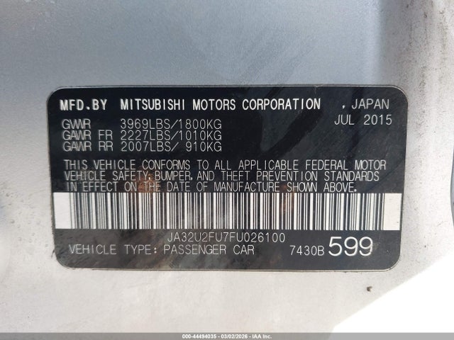 2015 MITSUBISHI LANCER JA32U2FU7FU026100 Photo 8