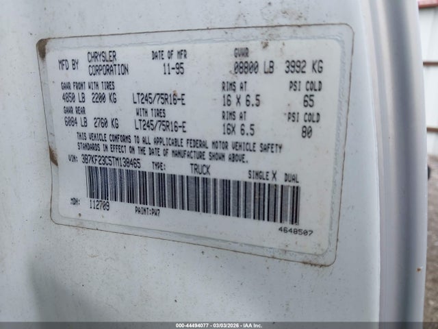 Продажа на аукционе авто 1996 Dodge Ram 2500, vin: 3B7KF23C5TM138465, номер лота: 44494077