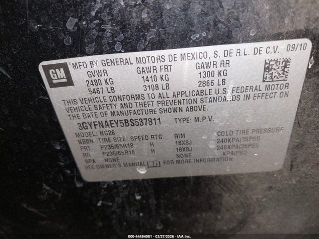 2011 CADILLAC SRX 3GYFNAEY5BS537811 Photo 8