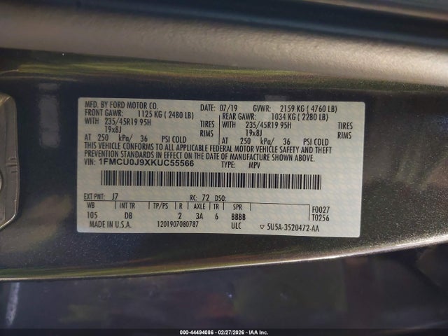 1FMCU0J9XKUC55566 Ford Escape Titanium