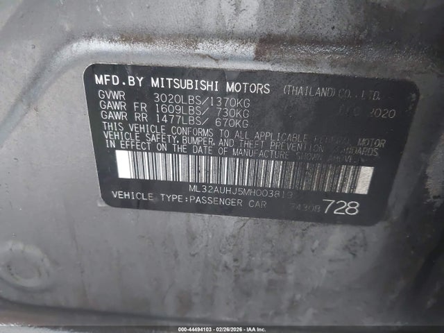 2021 MITSUBISHI MIRAGE ML32AUHJ5MH003819 Photo 8
