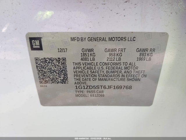 1G1ZD5ST6JF169768 Chevrolet MALIBU LT