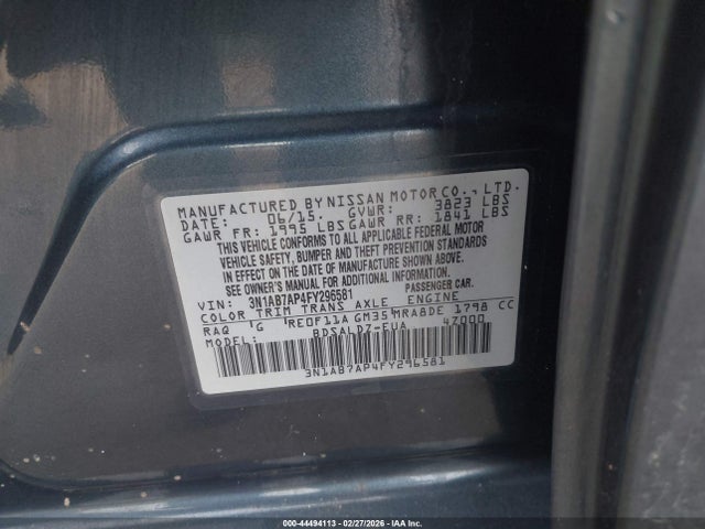 3N1AB7AP4FY296581 Nissan SENTRA SV