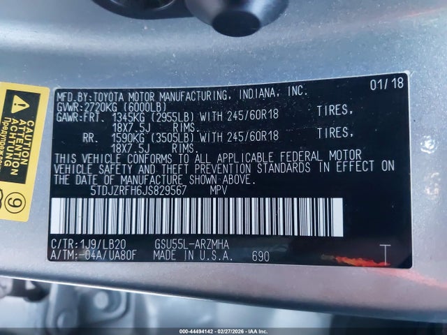 Toyota Highlander Xle 2018 5TDJZRFH6JS829567 Image 9