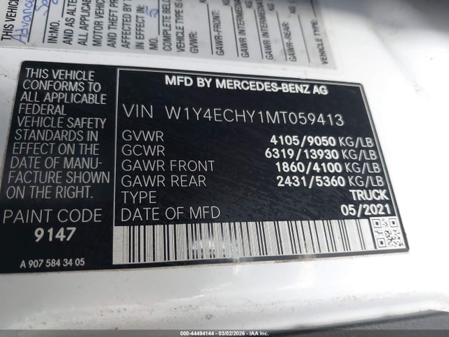 W1Y4ECHY1MT059413 Mercedes-Benz Sprinter 2500 High Roof V6