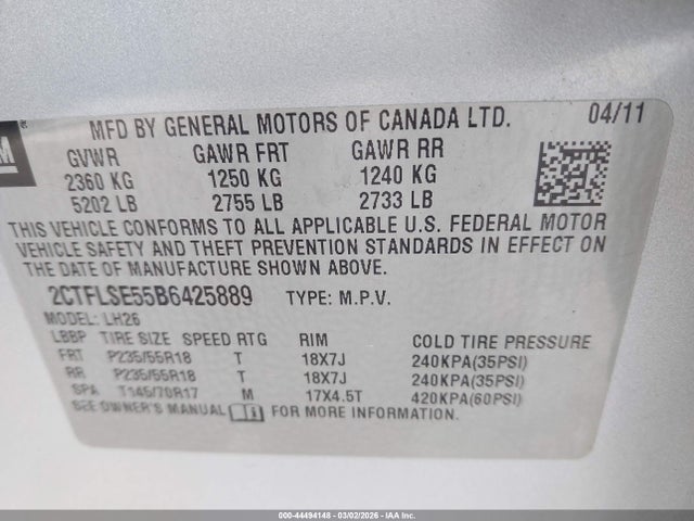 Продаж на аукціоні авто 2011 Gmc Terrain Sle-2, vin: 2CTFLSE55B6425889, номер лоту: 44494148