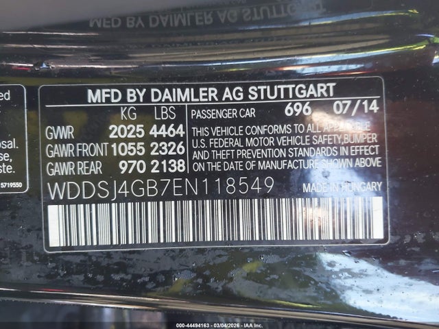 Aukcja sprzedaży 2014 Mercedes-benz Cla 250 4matic, vin: WDDSJ4GB7EN118549, numer aukcji: 44494163