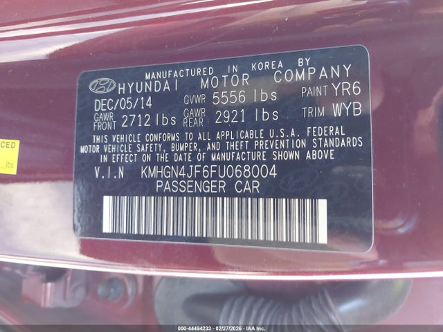 KMHGN4JF6FU068004 Hyundai Genesis 5.0