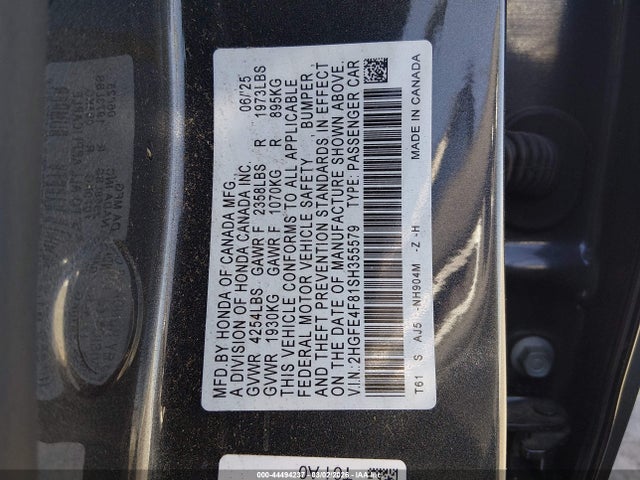 2HGFE4F81SH355579 Honda Civic Hybrid Sport/sport Touring