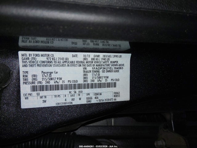 1FADP3K21EL184583 Ford FOCUS SE