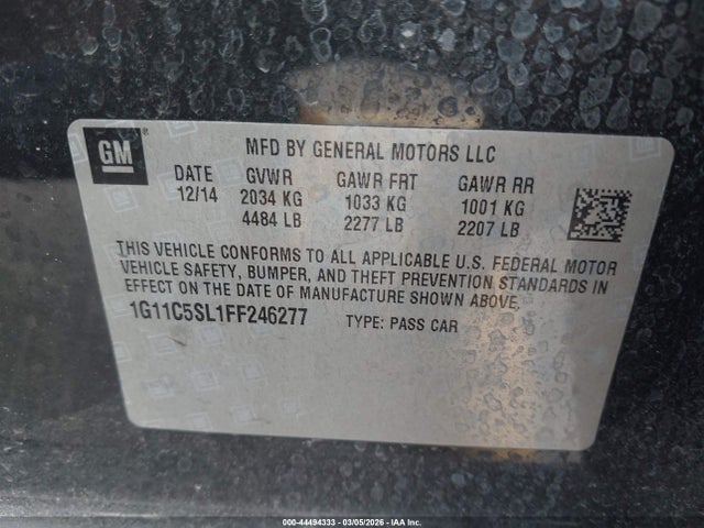 1G11C5SL1FF246277 Chevrolet MALIBU 1LT