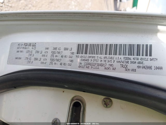 44494419 :رقم المزاد ، 1C6RR6GG2FS646017 vin ، 2015 Ram 1500 Slt مزاد بيع