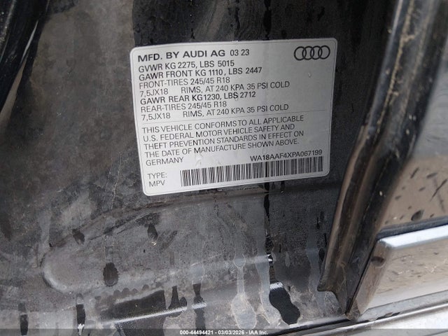 Продаж на аукціоні авто 2023 Audi A4 Allroad Premium Plus 45 Tfsi Quattro S Tronic, vin: WA18AAF4XPA067199, номер лоту: 44494421
