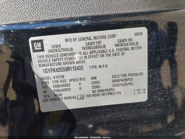 2009 CADILLAC ESCALADE HYBRID 1GYFK43559R115439 Photo 8