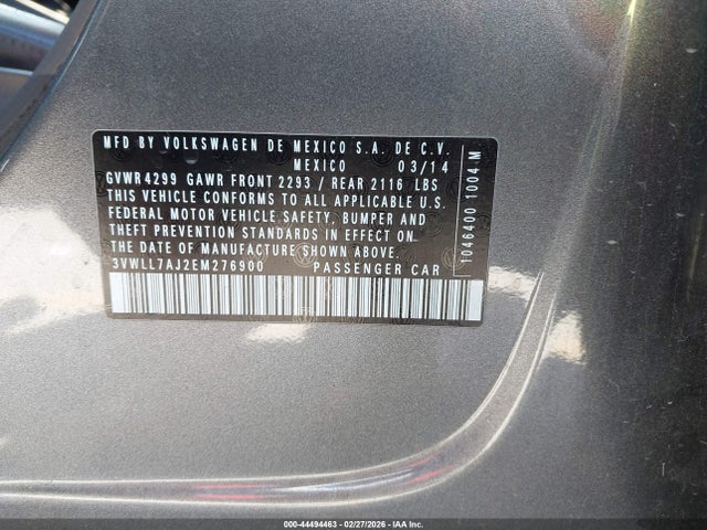 Продаж на аукціоні авто 2014 Volkswagen Jetta 2.0l Tdi, vin: 3VWLL7AJ2EM276900, номер лоту: 44494463