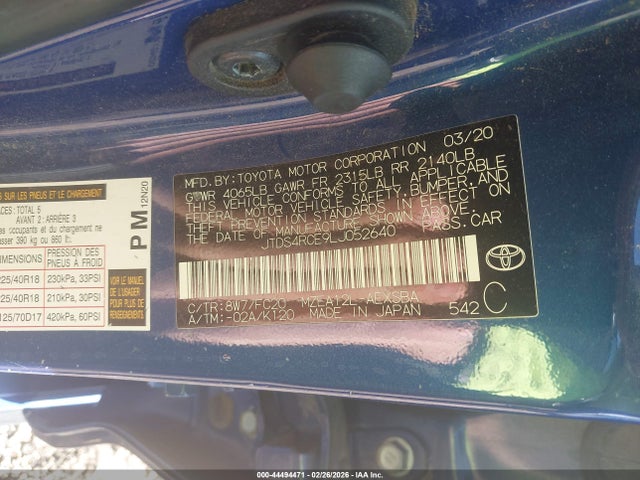 JTDS4RCE9LJ052640 Toyota COROLLA SE
