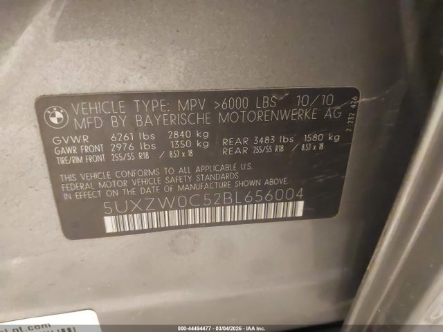 Продажа на аукционе авто 2011 Bmw X5 Xdrive35d, vin: 5UXZW0C52BL656004, номер лота: 44494477