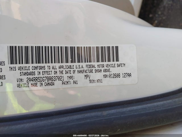 Продажа на аукционе авто 2011 Chrysler Town & Country Touring, vin: 2A4RR5DG7BR637021, номер лота: 44494490