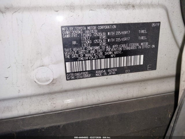 JTMG1RFV2KJ017916 Toyota RAV4 LE