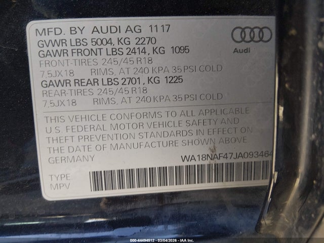 2018 AUDI A4 ALLROAD WA18NAF47JA093464 Photo 8